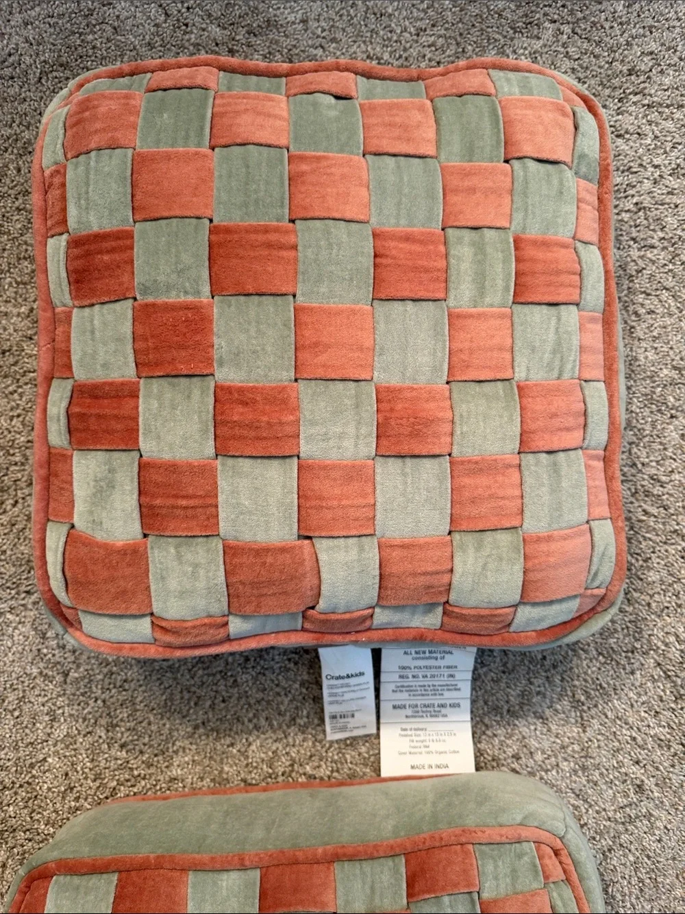 Crate & Barrel Harriet Velvet Square Pillow - A Pair